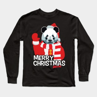 Funny Panda Santa Claus Merry Christmas Long Sleeve T-Shirt